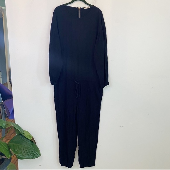 ULLA JOHNSON black long sleeve drawstring jumpsuit - Picture 1 of 9
